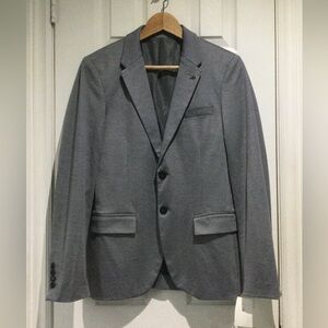 BNWT Zara Men's Gray Sport Coat With Palm Tree Lapel Pin